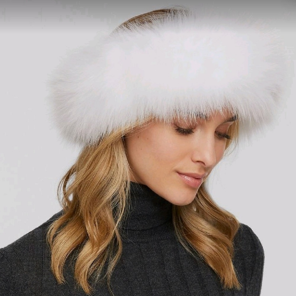 White Fur Headband Faux Fur Hat